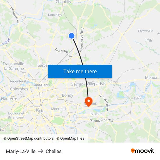 Marly-La-Ville to Chelles map