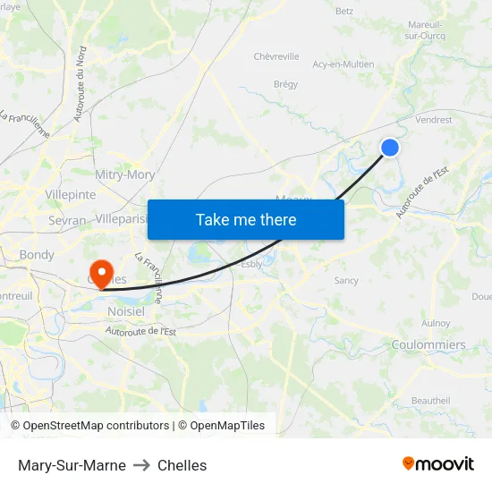 Mary-Sur-Marne to Chelles map
