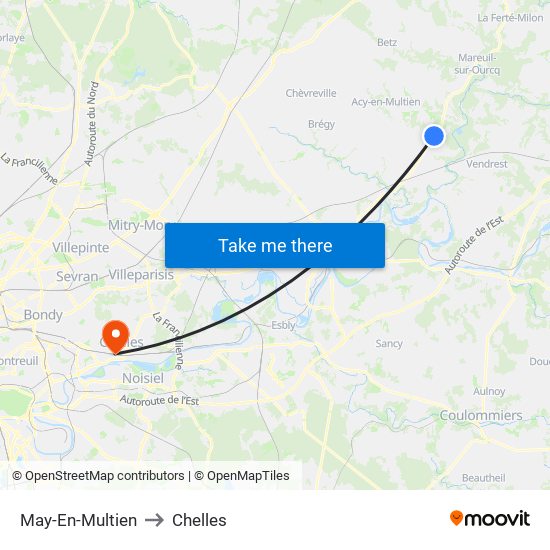 May-En-Multien to Chelles map