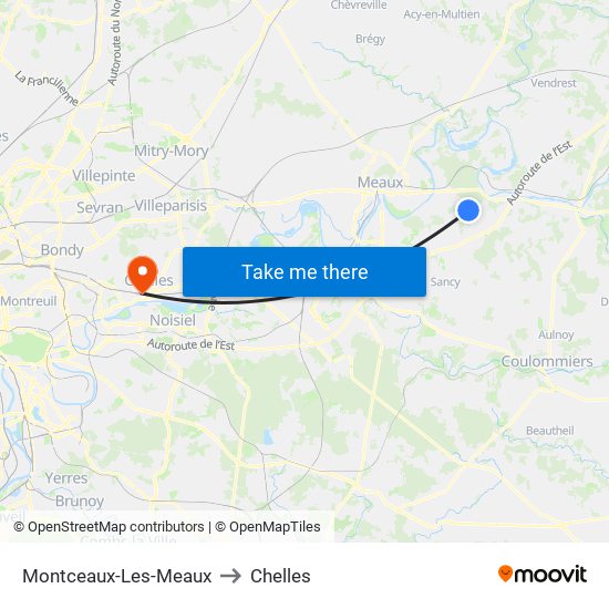 Montceaux-Les-Meaux to Chelles map