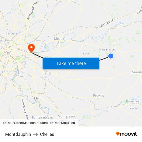 Montdauphin to Chelles map