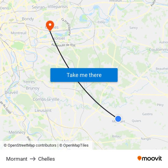 Mormant to Chelles map