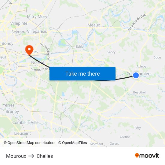 Mouroux to Chelles map