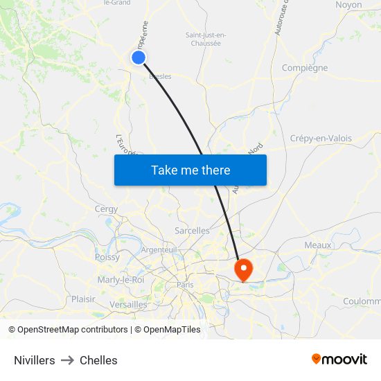 Nivillers to Chelles map