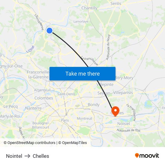 Nointel to Chelles map