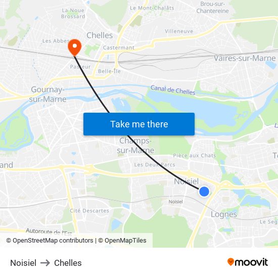 Noisiel to Chelles map