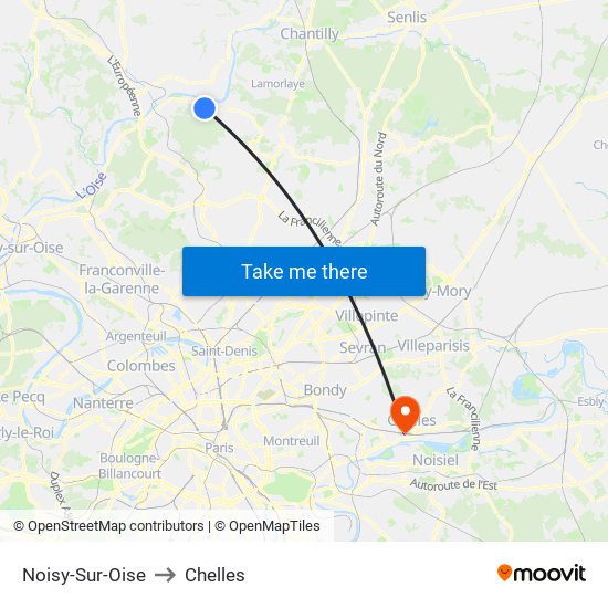 Noisy-Sur-Oise to Chelles map