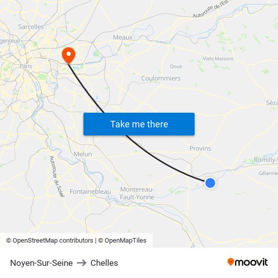 Noyen-Sur-Seine to Chelles map