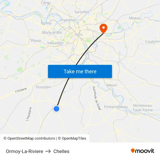 Ormoy-La-Riviere to Chelles map