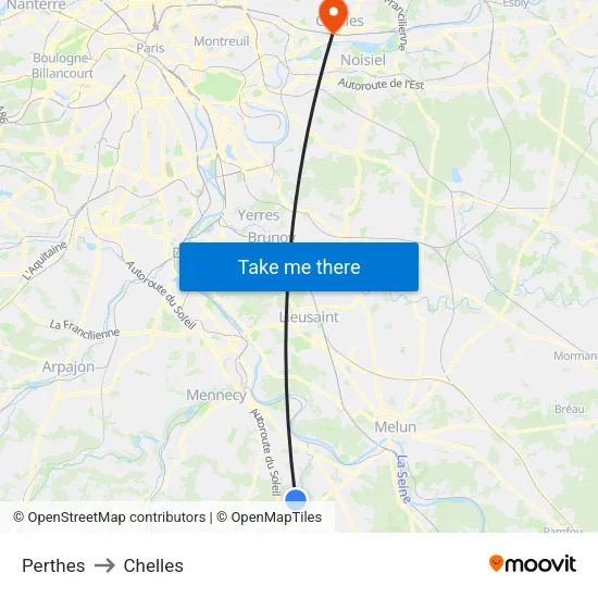 Perthes to Chelles map