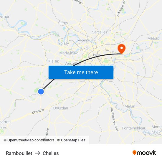 Rambouillet to Chelles map