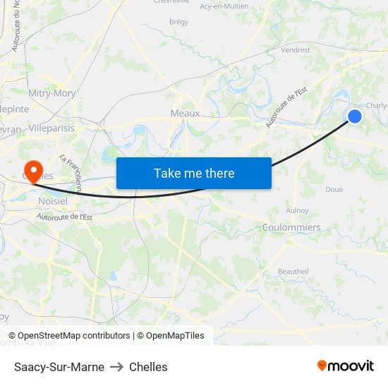 Saacy-Sur-Marne to Chelles map