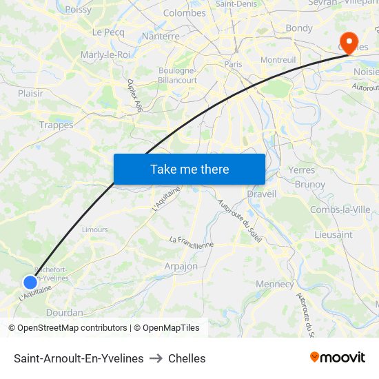 Saint-Arnoult-En-Yvelines to Chelles map