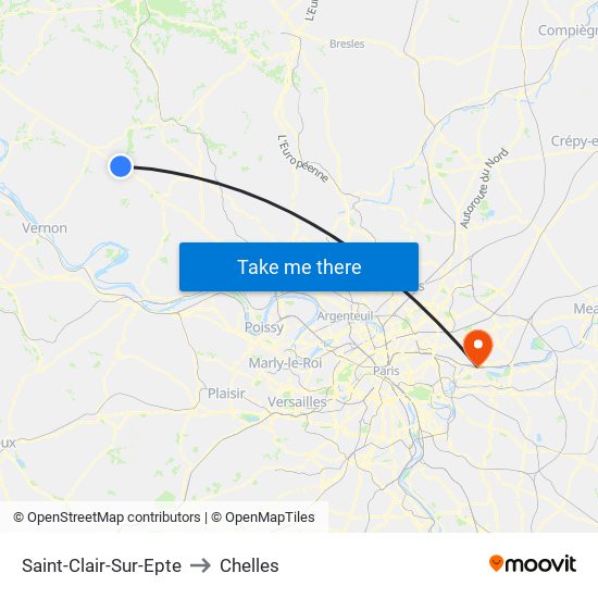 Saint-Clair-Sur-Epte to Chelles map