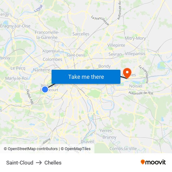 Saint-Cloud to Chelles map