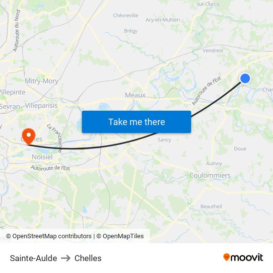 Sainte-Aulde to Chelles map
