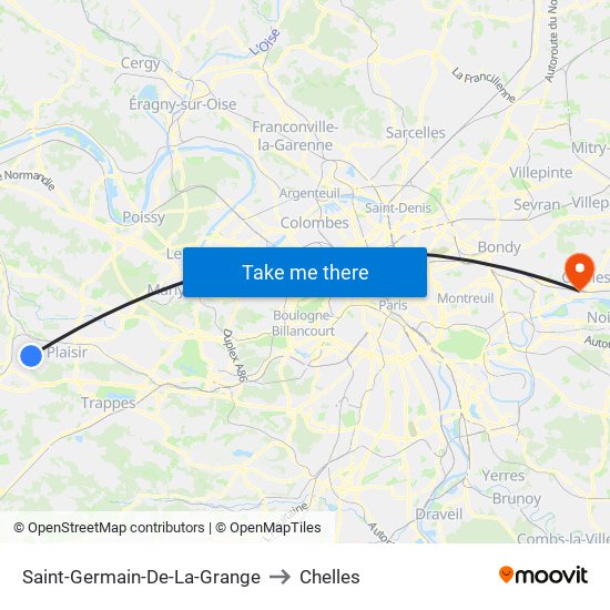 Saint-Germain-De-La-Grange to Chelles map