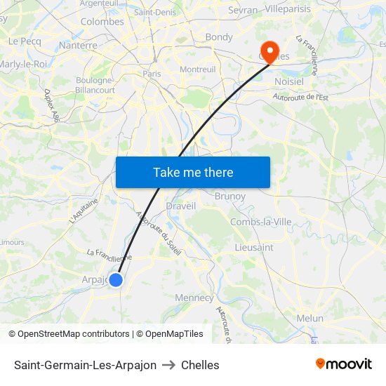 Saint-Germain-Les-Arpajon to Chelles map