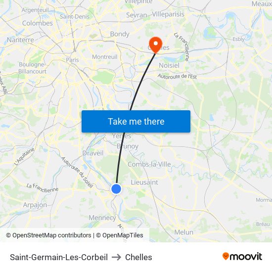 Saint-Germain-Les-Corbeil to Chelles map