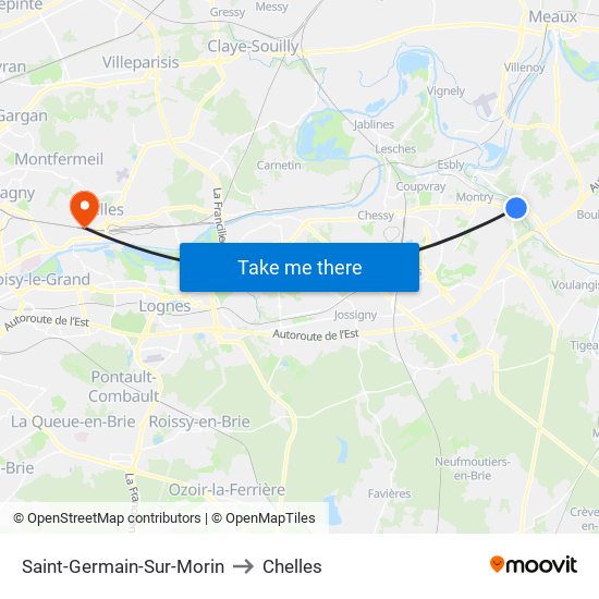 Saint-Germain-Sur-Morin to Chelles map