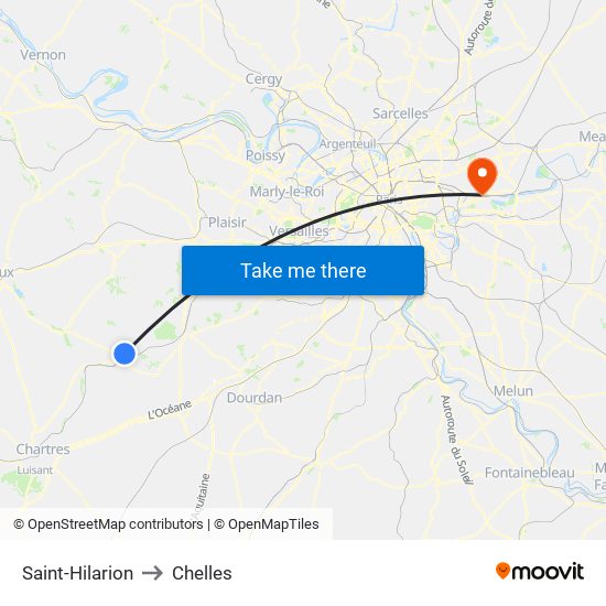 Saint-Hilarion to Chelles map
