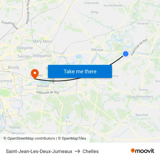 Saint-Jean-Les-Deux-Jumeaux to Chelles map