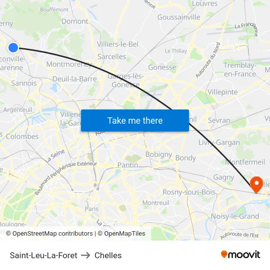 Saint-Leu-La-Foret to Chelles map