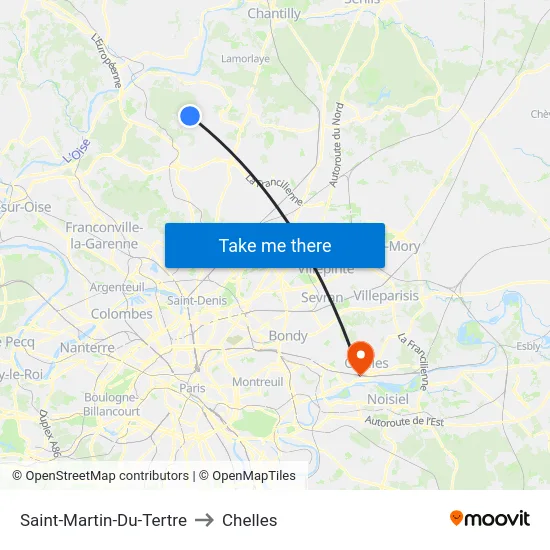 Saint-Martin-Du-Tertre to Chelles map