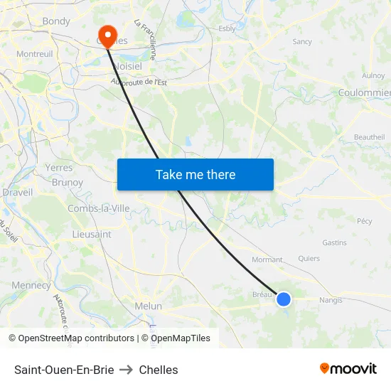 Saint-Ouen-En-Brie to Chelles map