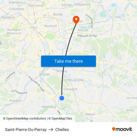 Saint-Pierre-Du-Perray to Chelles map