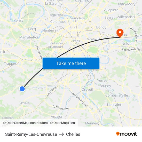 Saint-Remy-Les-Chevreuse to Chelles map