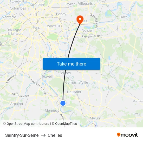 Saintry-Sur-Seine to Chelles map