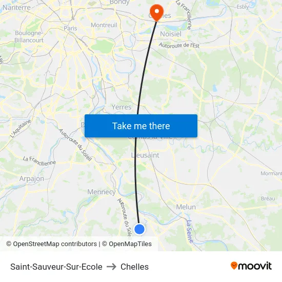 Saint-Sauveur-Sur-Ecole to Chelles map