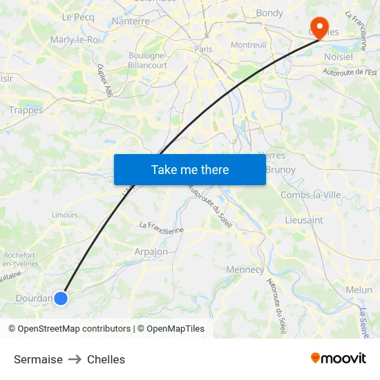 Sermaise to Chelles map