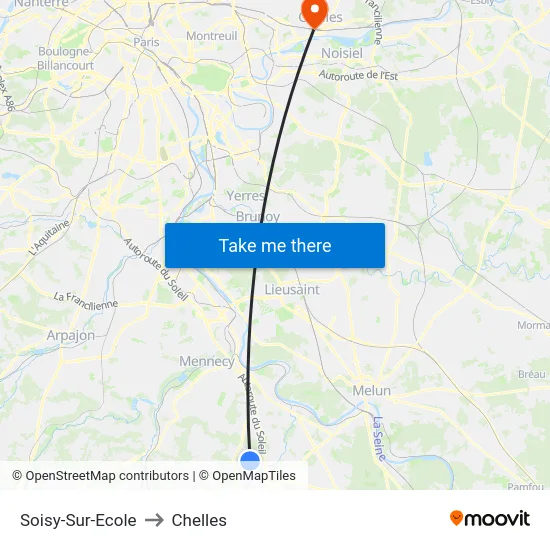 Soisy-Sur-Ecole to Chelles map