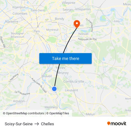 Soisy-Sur-Seine to Chelles map