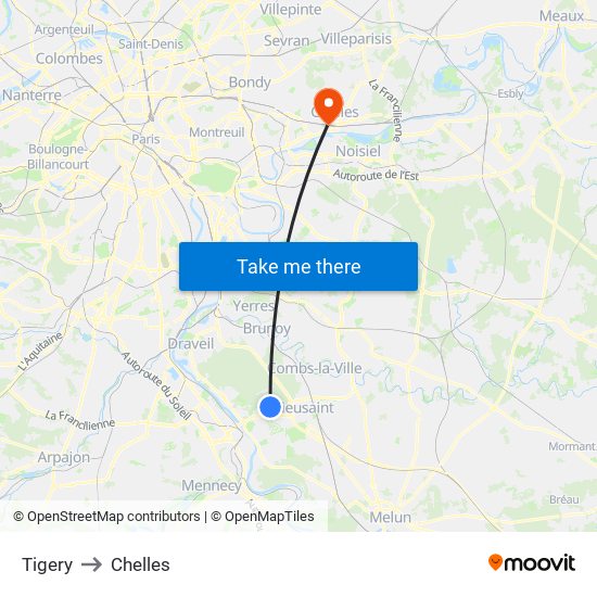 Tigery to Chelles map