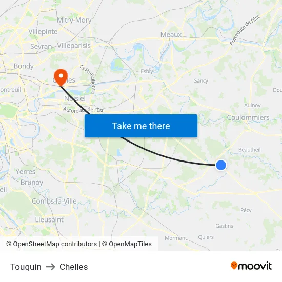 Touquin to Chelles map