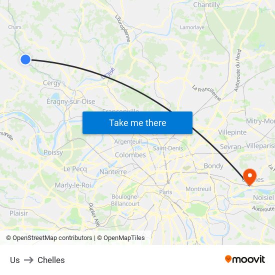 Us to Chelles map