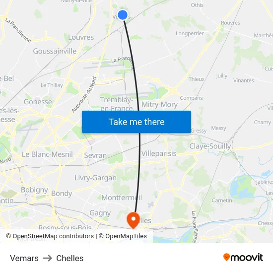 Vemars to Chelles map
