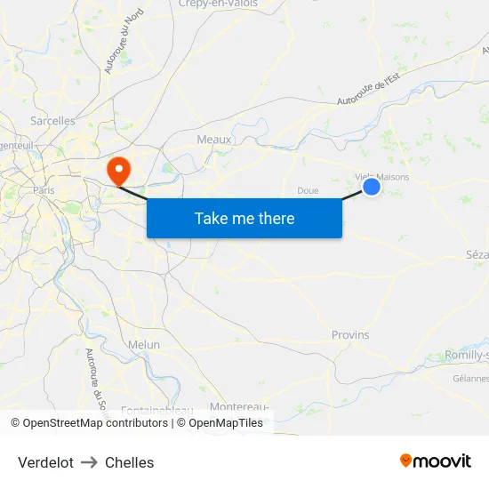 Verdelot to Chelles map