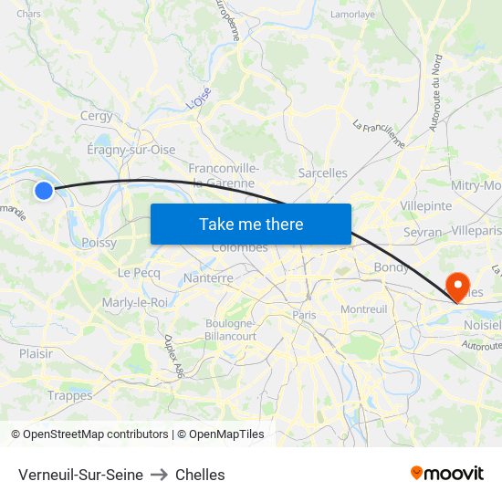Verneuil-Sur-Seine to Chelles map