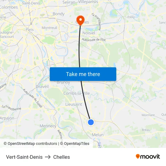Vert-Saint-Denis to Chelles map