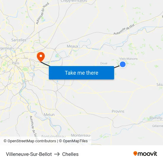 Villeneuve-Sur-Bellot to Chelles map