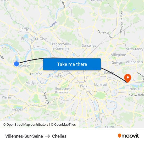 Villennes-Sur-Seine to Chelles map