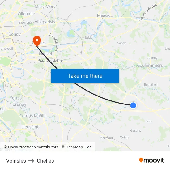 Voinsles to Chelles map