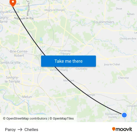 Paroy to Chelles map