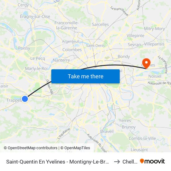 Saint-Quentin En Yvelines - Montigny-Le-Bretonneux to Chelles map