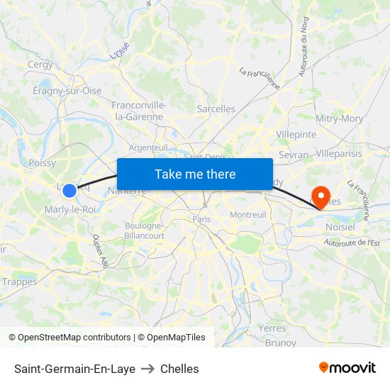 Saint-Germain-En-Laye to Chelles map