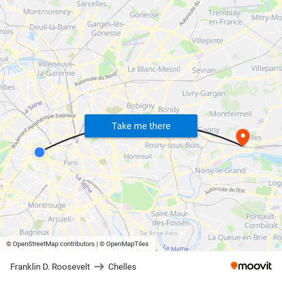 Franklin D. Roosevelt to Chelles map